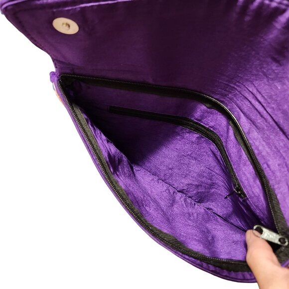 Colorful Sacred Threads Boho Clutch Purse With Beaded Strap & Embroidered Patter - Picture 8 of 10